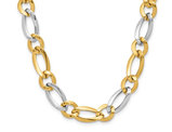 14K Yellow and White Gold Polished Link Necklace (17.5 inches)